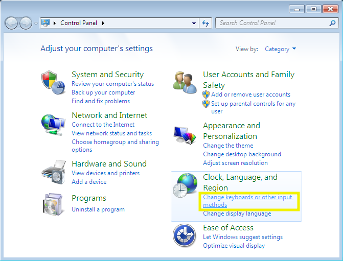 windows 10 settings with the search result for 'Edit language and keyboard options' focused and outlined